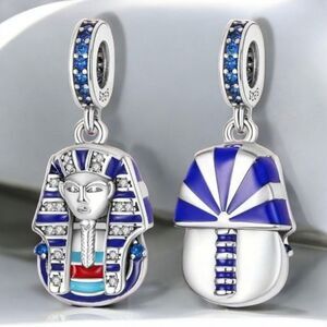 Pharaoh Charm S925 Sterling Silver Slide-On Bracelet Egyptian King Unique Shape